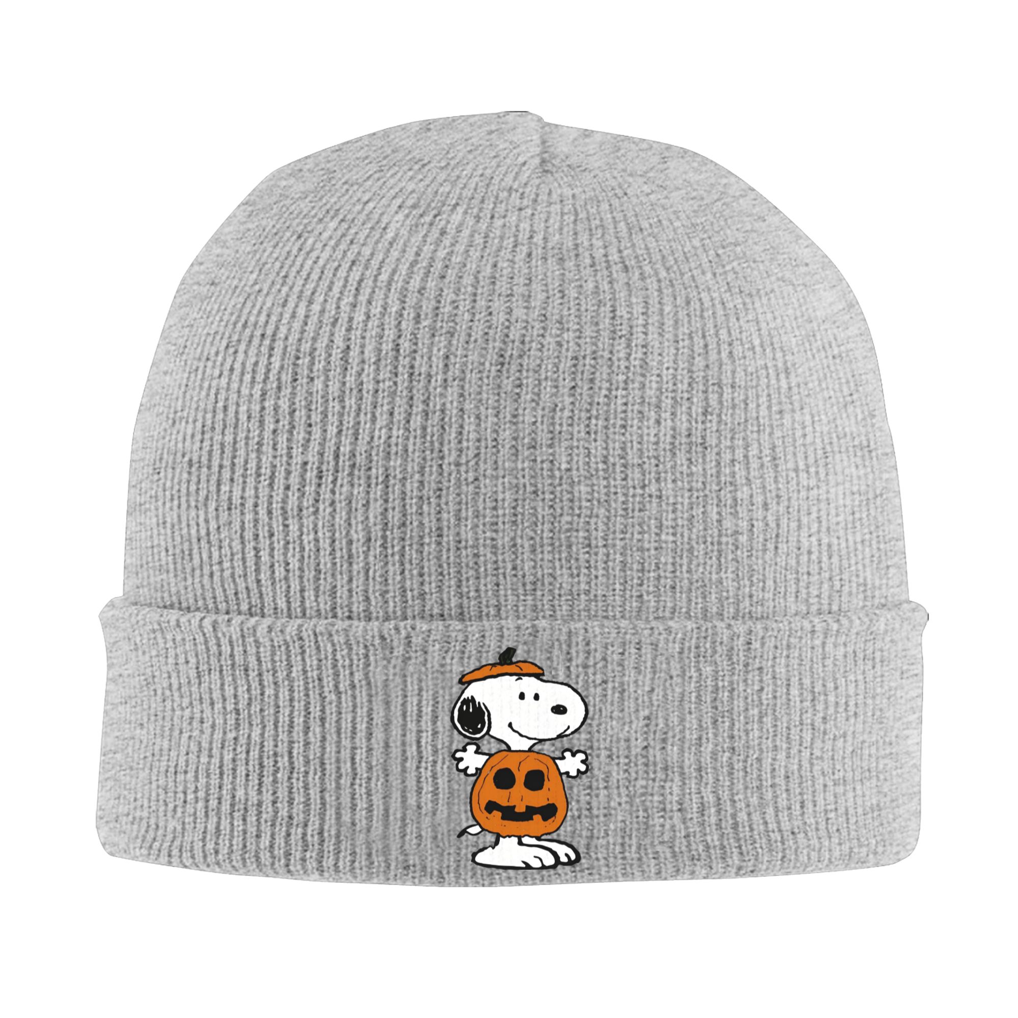 Beanie Cuffed Knit - snoopyes topi kupas labu Halloween, topi