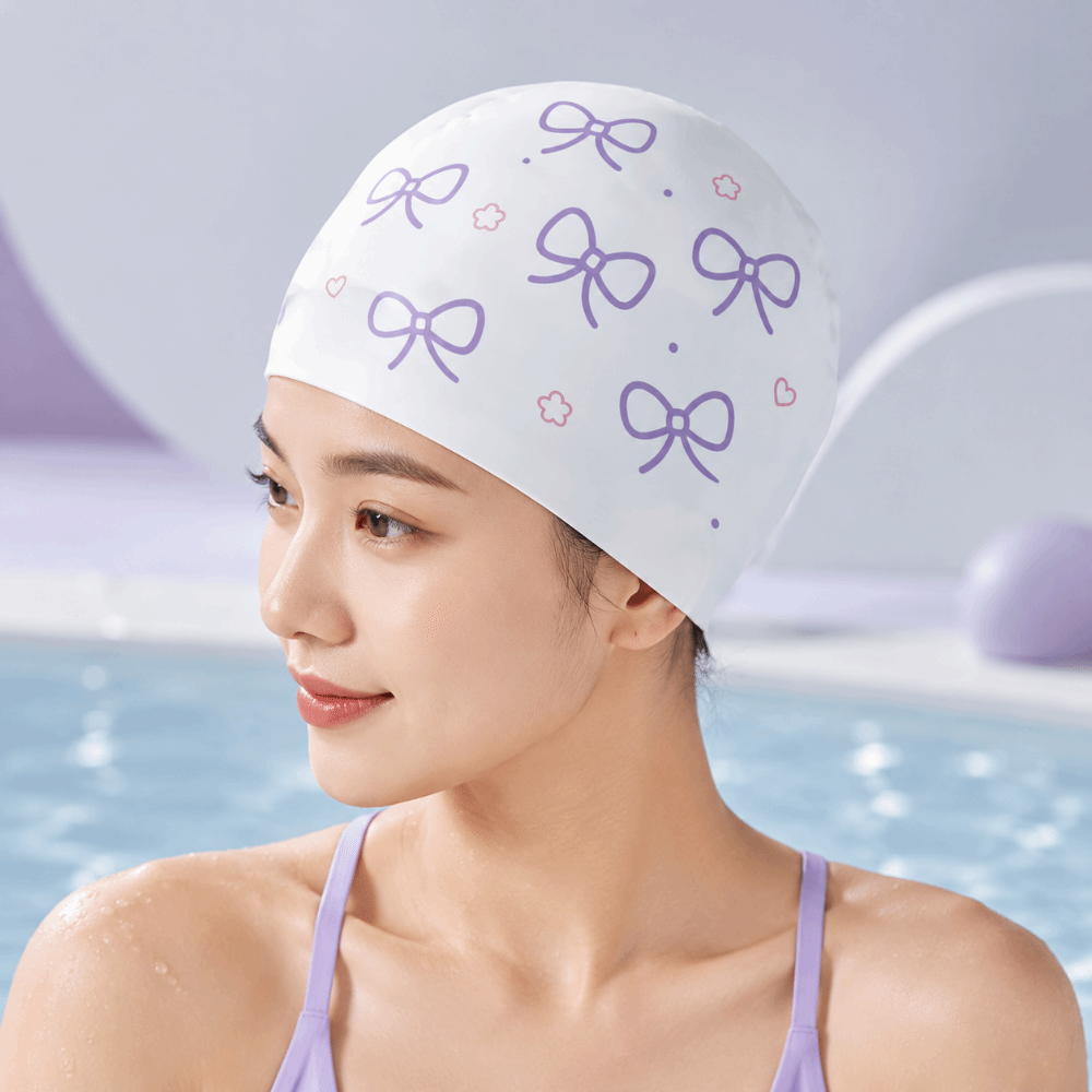 Topi Renang Motif Pita Kreatif - Swim Hat Silicone ulasan dan harga